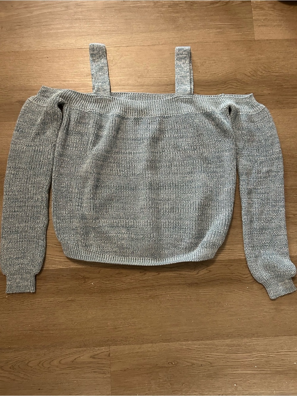 FATE Heather light blue  Cold Shoulder Knit Sweater - Size S 0316